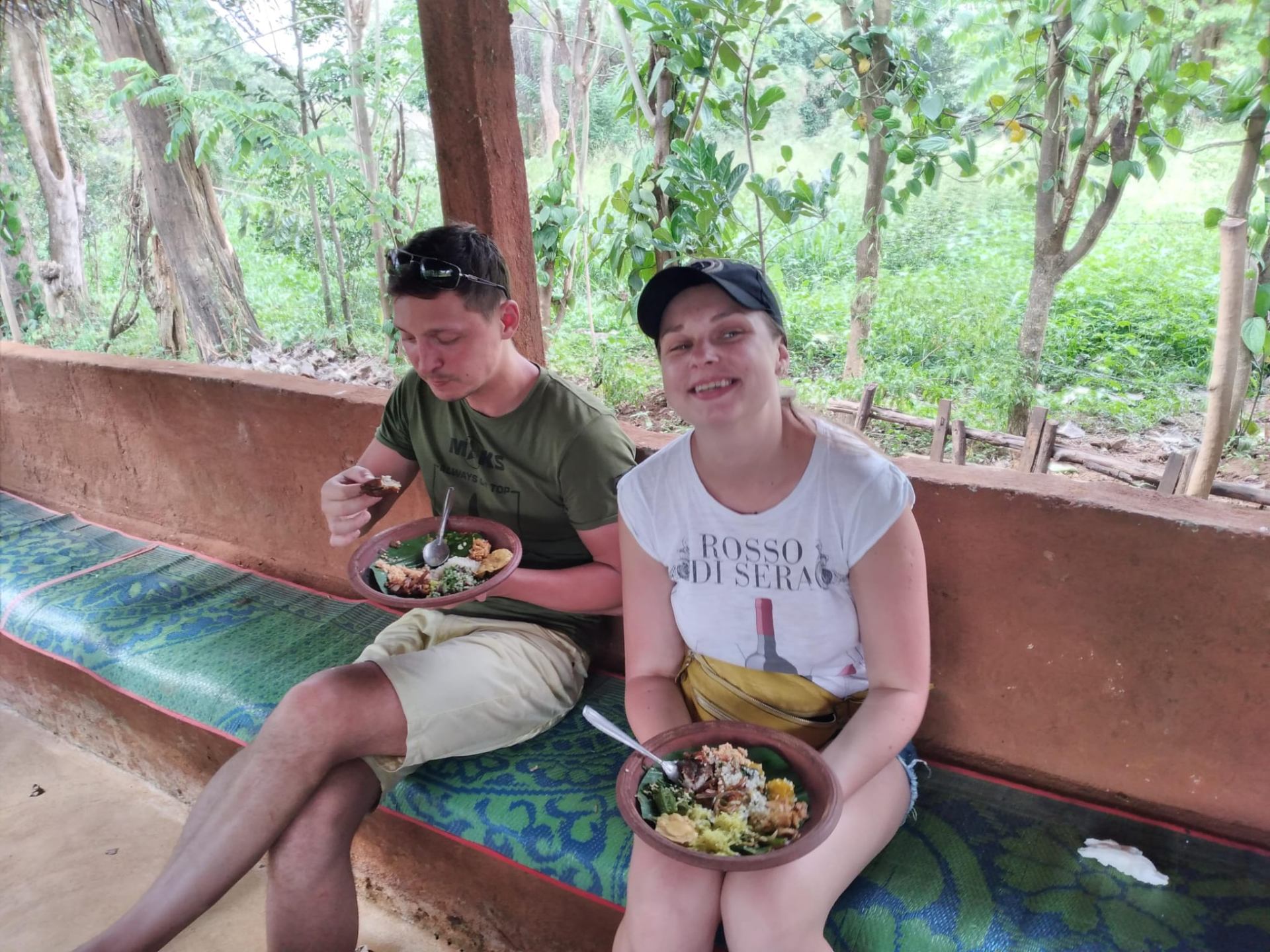 Authentic Sri Lankan village lunch served on clay plates