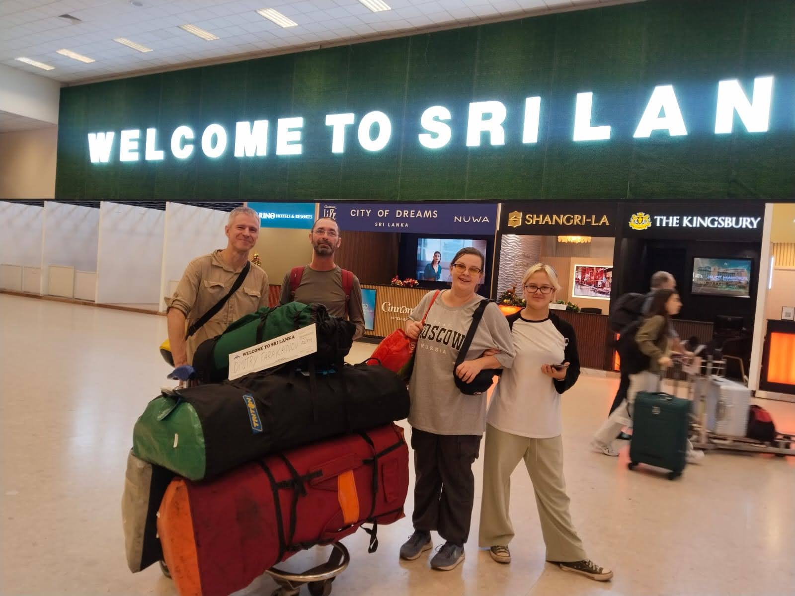 Tarakanov family — 'Welcome to Sri Lanka' arrival at BIA
