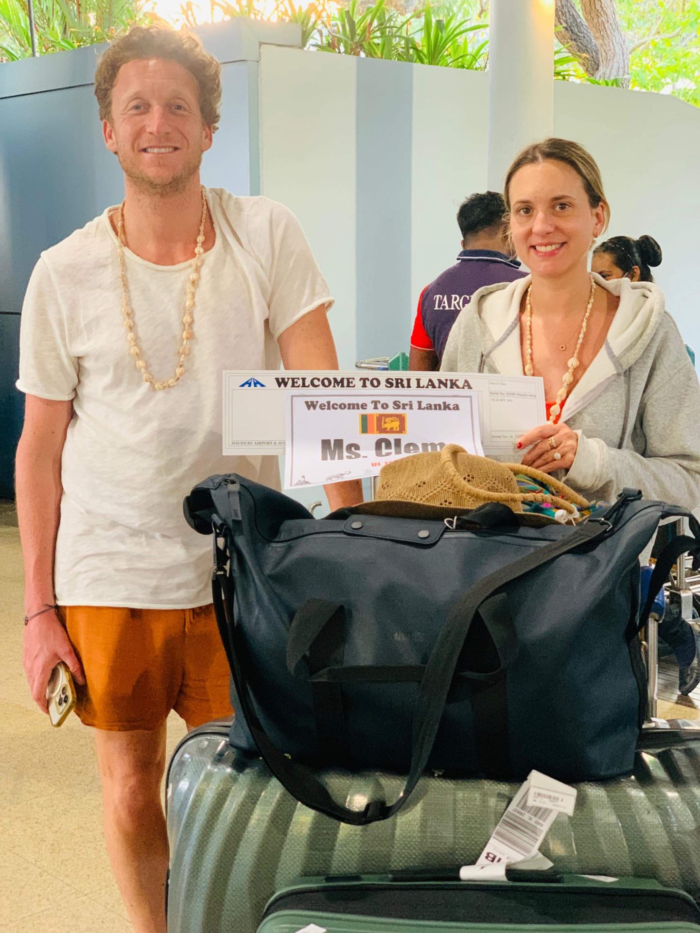 Ms. Clem & partner — Welcome to Sri Lanka arrival at BIA