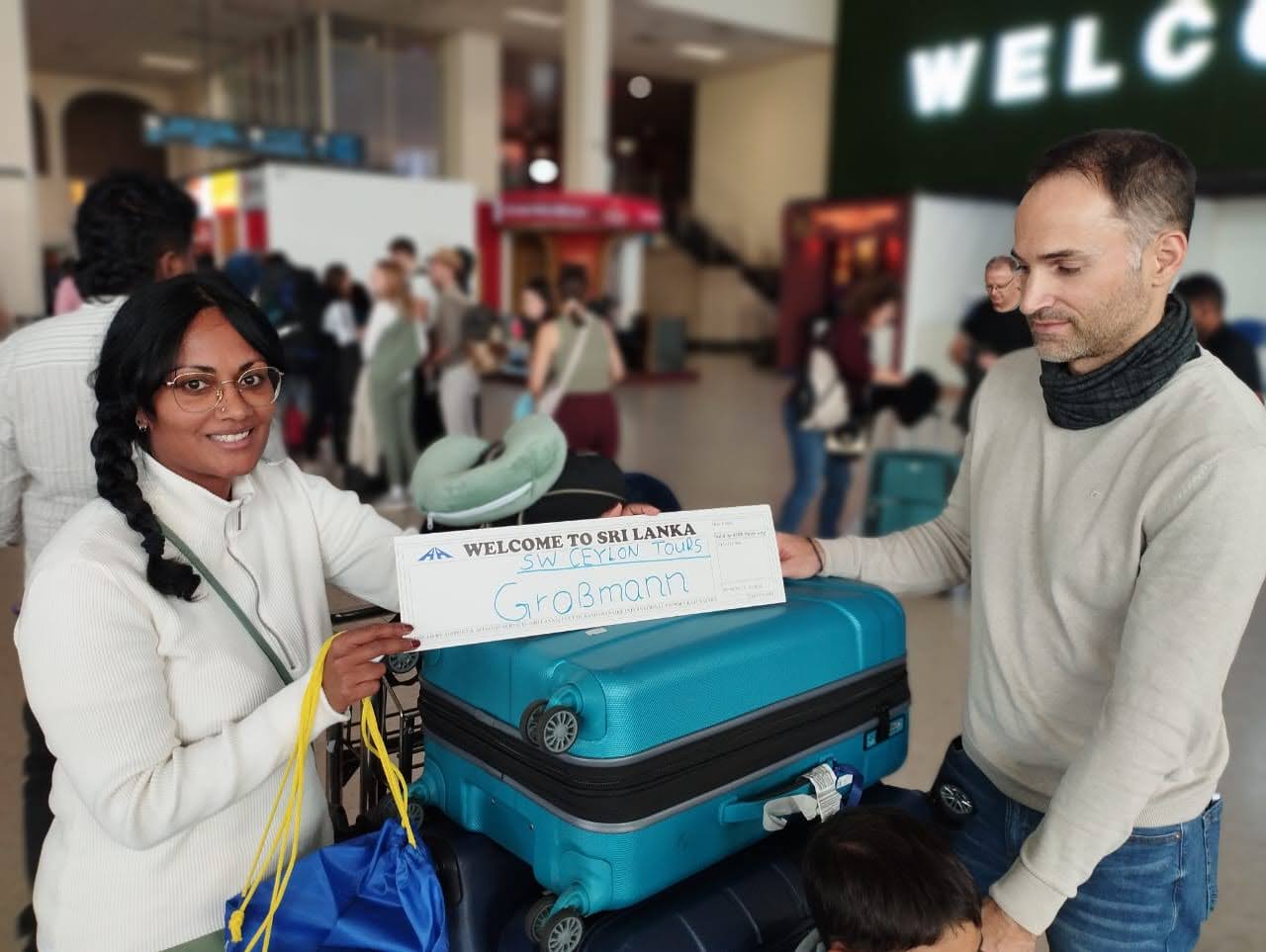 Großmann family — warm airport welcome at BIA